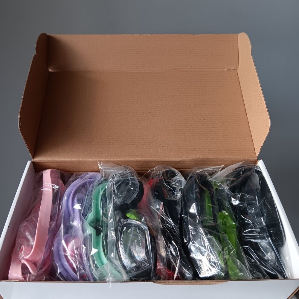New Fabbay Swimming Goggles 8 Pack Nose Clips Ear Plugs Black Red Green Pink